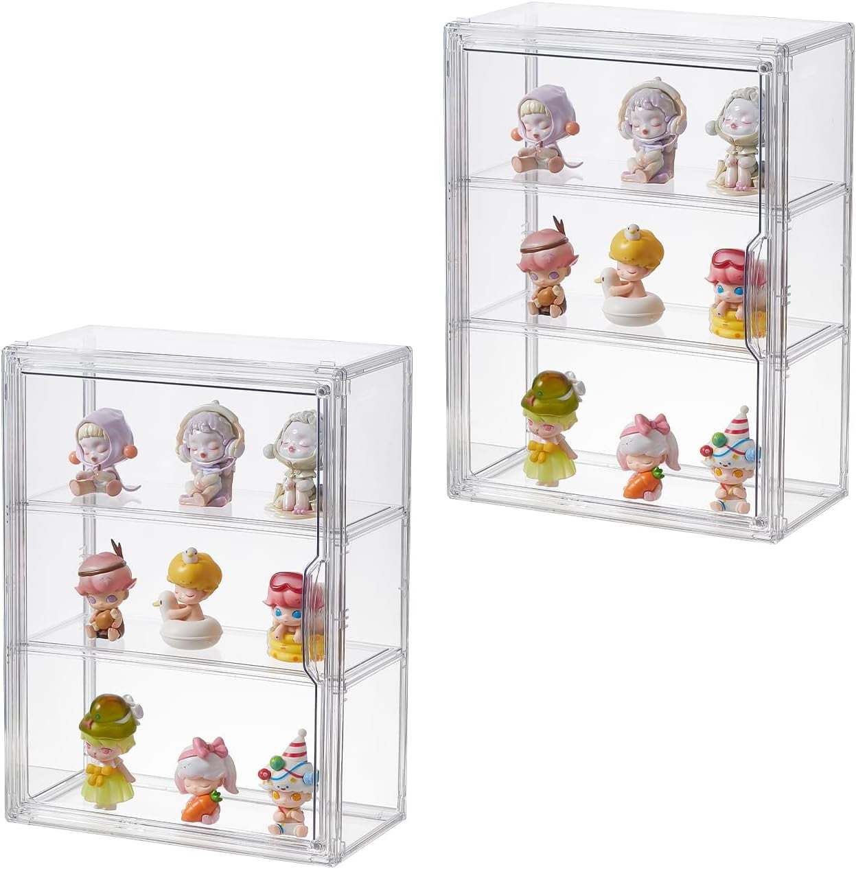 2 Pack 3-Layer Acrylic Display Case, Clear Storage Rack With Magnetic ...