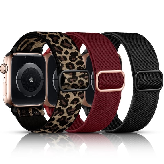 2 Pack/3 Pack Stretchy Nylon Solo Loop Bands Compatible with Apple Watch 38mm 40mm 41mm 42mm 44mm 45mm, Adjustable Braided Sport Elastic Straps Women Men Wristbands for iWatch Series 7/6/5/4/3/2/1 SE