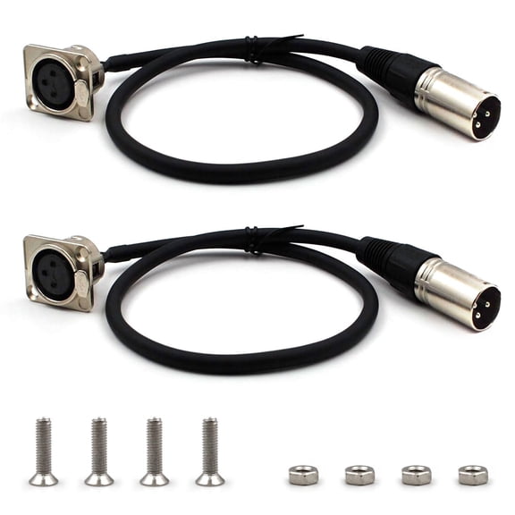 (2-Pack) 3 Pin XLR Female Wall Plate to Male Connector, Premium Stage Box, XLR Patch Panel, Panel Mount, Floor Box, Pass Through Connector