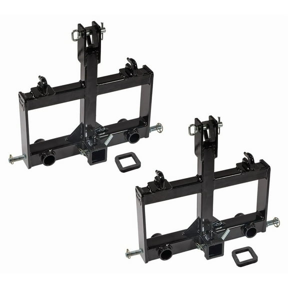 2 Pack 3 Point Trailer Hitch Attachments for Tractor w/ 2" Receiver Tractor Bucket G70 3/8" Grab Hooks, and 2 Hay Spear Holes for Category 0 Tractors