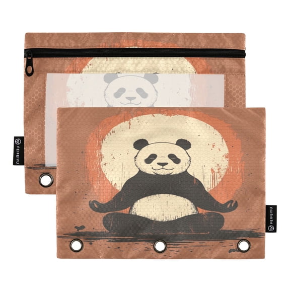 2 Pack 3 Ring Binder Pouch with Clear PVC Window Water Resistant Zipper Pencil Pouch The Practicing Panda Binder Pocket for Classroom Office Home Stationery Organization
