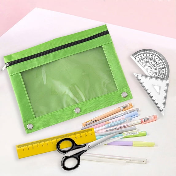 2-Pack 3 Ring Pencil Pouch for Binder, Oxford Fabric Large Capacity Pen Case with Zipper for Back to Class
