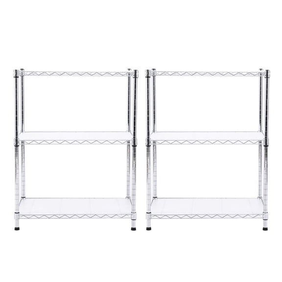 EFINEHOME Adult Garage Adjustable 3-Tier Steel Shelves Dimensions: 24"W x 14"D x 30"H Storage Shelves with Liners, Total Capacity 330 lb, Shelf Capacity 110 lb, Silver, 2 Count, 2 Pack