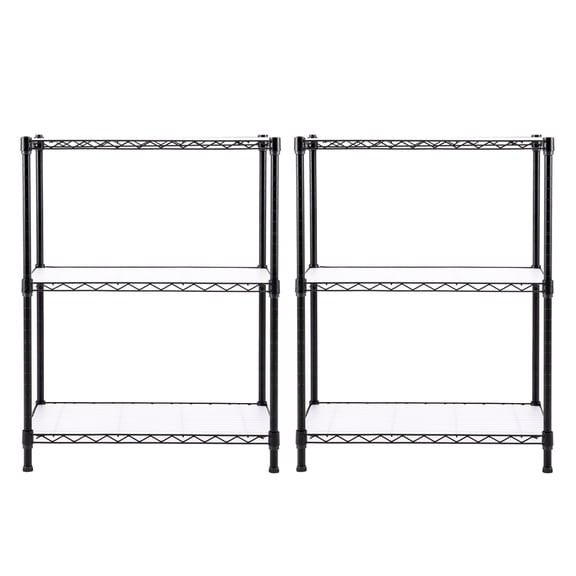 EFINEHOME Adult Garage Adjustable 3-Tier Steel Shelves Dimensions: 24"W x 14"D x 30"H Storage Shelves with Liners, Total Capacity 330 lb, Shelf Capacity 110 lb, Black, 2 Count, 2 Pack