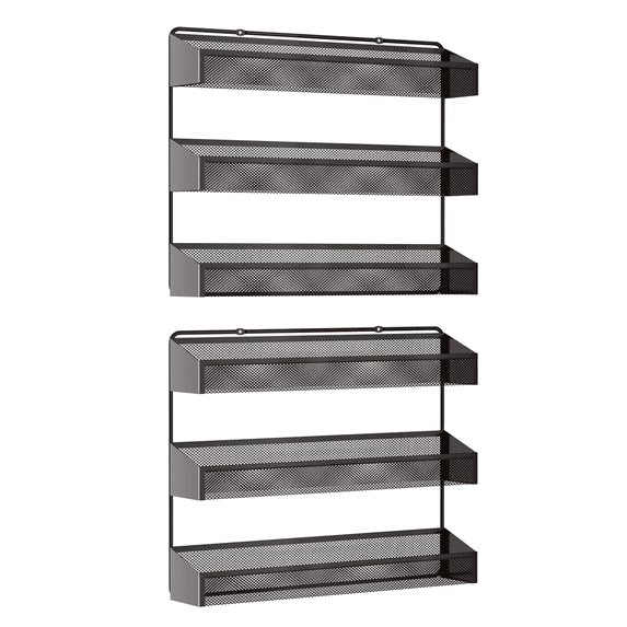 2 Pack 3 Tier Metal Spice Rack Organizer Wall Mount Seasoning Jars Rack for Kitchen Pantry Door in Bronze