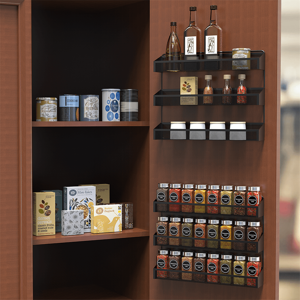 2 Pack 3 Tier Metal Spice Rack Organizer Wall Mount Spice Jars ...