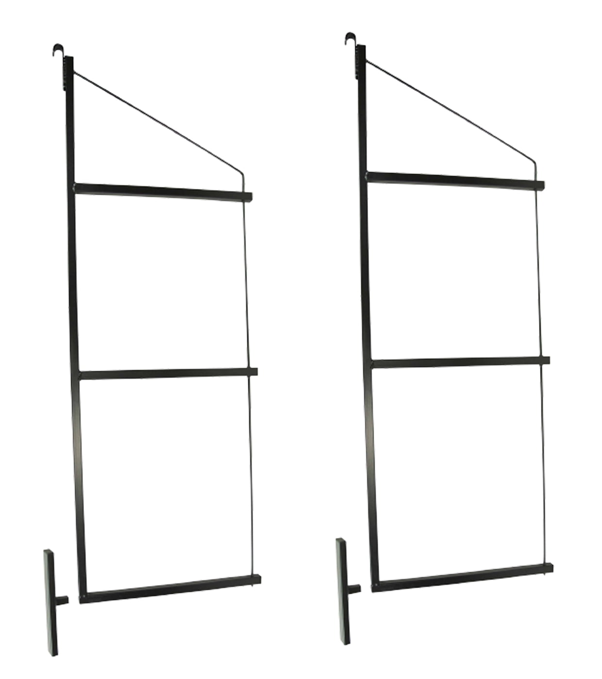 2 Pack of 3 Tier Shipping Container Shelving Bracket with 18"(D) x 60"(H) - Black Powder Coated Steel Shelf Brackets for Heavy Duty Trailer Containers - Easy to Assemble & Remove