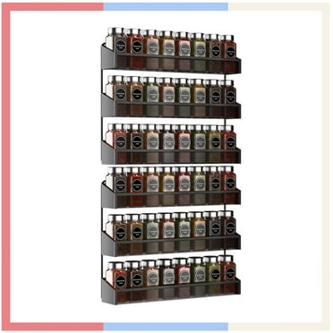 2 Pack 3 Tier Spice Rack Organizer Wall Mount Spice Jars Organizer for Cupboard, Pantry Door, Black
