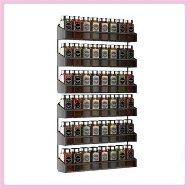 2 Pack 3 Tier Spice Rack Organizer Wall Mount Spice Jars Organizer for Kitchen Pantry Door (Black)