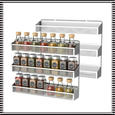 2 Pack 3 Tier Spice Rack Organizer Wall Mount Spice Jars Organizer for Kitchen, Silver