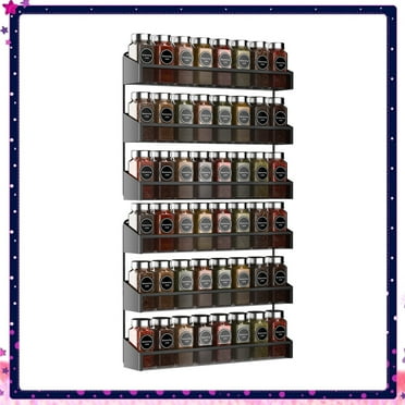 2 Pack 3 Tier Spice Rack Organizer Wall Mount Spice Jars Storage Organizer for Kitchen in Black