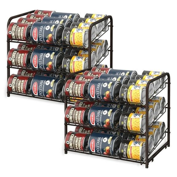 Oumilen 2 Pack 3-Tier Stackable Can Rack Organizer Storage Soda Cola Holder, Brown