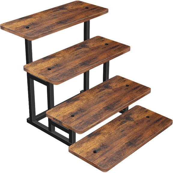 2-Pack 3-Tier Wooden Cupcake Stand with Metal Frame, Stepped Dessert Display Risers for Parties, Farmers Markets & Serving Trays
