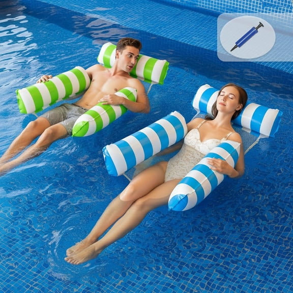 2 Pack / 3-Tube Model Inflatable Water Hammock Float Lounger For Adults