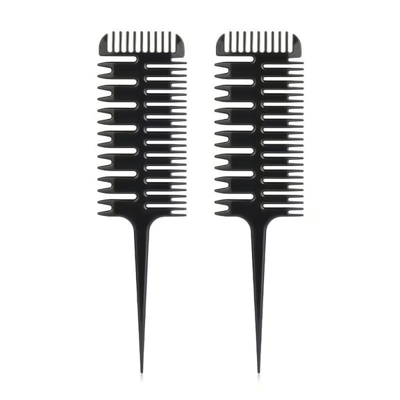 2-Pack 3-Way Hair Sectioning Comb for Weaving, Foiling, Dyeing & Styling