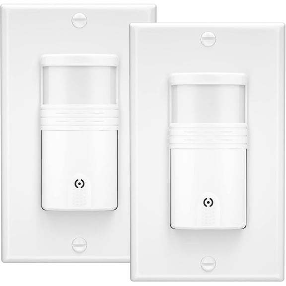 2 Pack, 3-Way Motion Sensor Light Switch (Not Single Pole), Neutral Wire Required, Indoor in-Wall Occupancy Sensor with Wall Plate, Adjustable Timer, Title 24, UL Certified, White