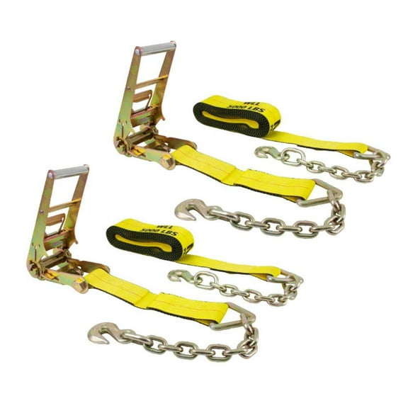 (2 Pack) 3"X30' Ratchet Straps w/chain, WLL 5400 Tie Down Strap