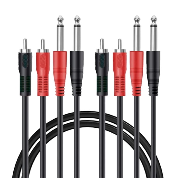 2 Pack 3 feet Dual 1/4" to RCA Cable Audio Interconnect for Mixer, Amplifier, Microphone, Camera etc