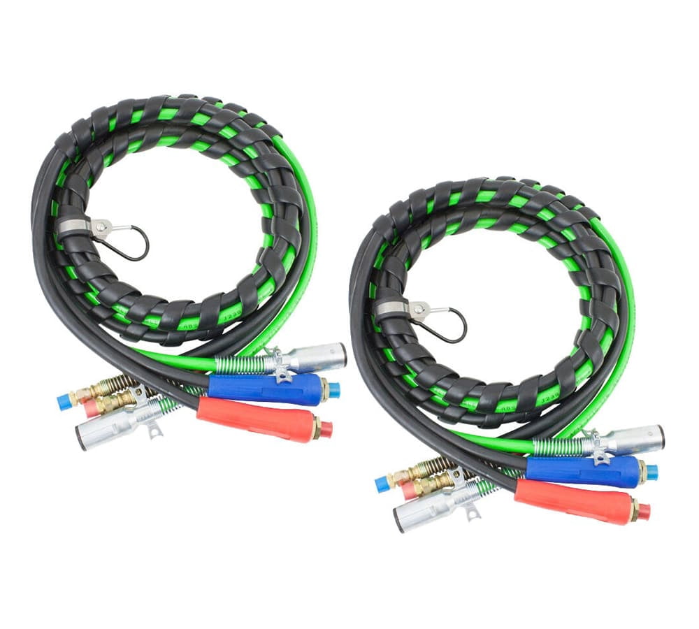(2 Pack) 3-in-One Rubber Air Hose Electrical Cable Wrap 12' Air Line Hose