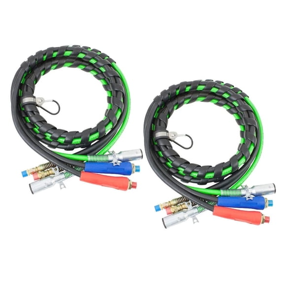 (2 Pack) 3-in-One Wrap 7 Way Electrical Green ABS Air Brake Lines 15 Ft