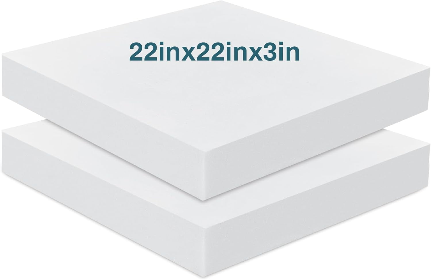 2 Pack 3" x 22" x 22" Upholstery High Density Foam Cushion Replacement Square Cut to Size Foam Couch for Chair Couches Padding Shipping Packing DIY Cosplay Projects(White)