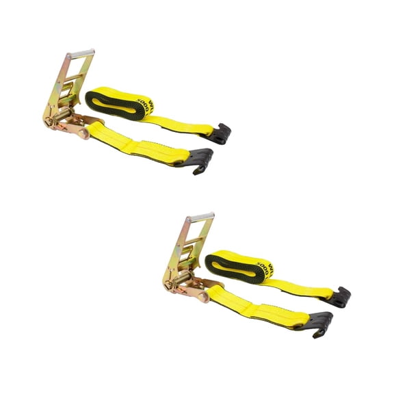 (2 Pack) 3" x 30' Ratchet Tie-Down Straps w/Flat Hook 15,000 Lbs Capacity - Yellow