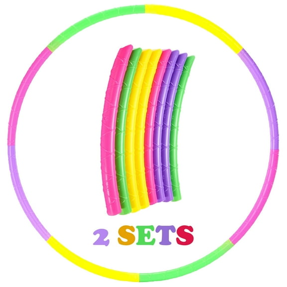 TABGIME 2 Pack 30" Adjustable Kids Exercise Hoops Detachable 3-16 Child Fitness Hoop ABS Toy for Girls Boys, Multi-Color
