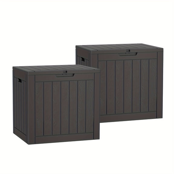 2-Pack 30 Gallon Resin Outdoor Deck Box, Waterproof Lockable Storage Container for Patio Cushions, Pool Toys, Garden Tools, Outdoor Storage Cabinet & Rack