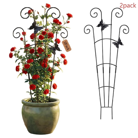 2 Pack 30 Inch Taller Plant Trellis for Climbing Plants Indoor & Outdoor, Expandable Metal Garden Trellis for Potted Plants, Sturdy Houseplant Support for Vine and Ivy, with Plant Ties
