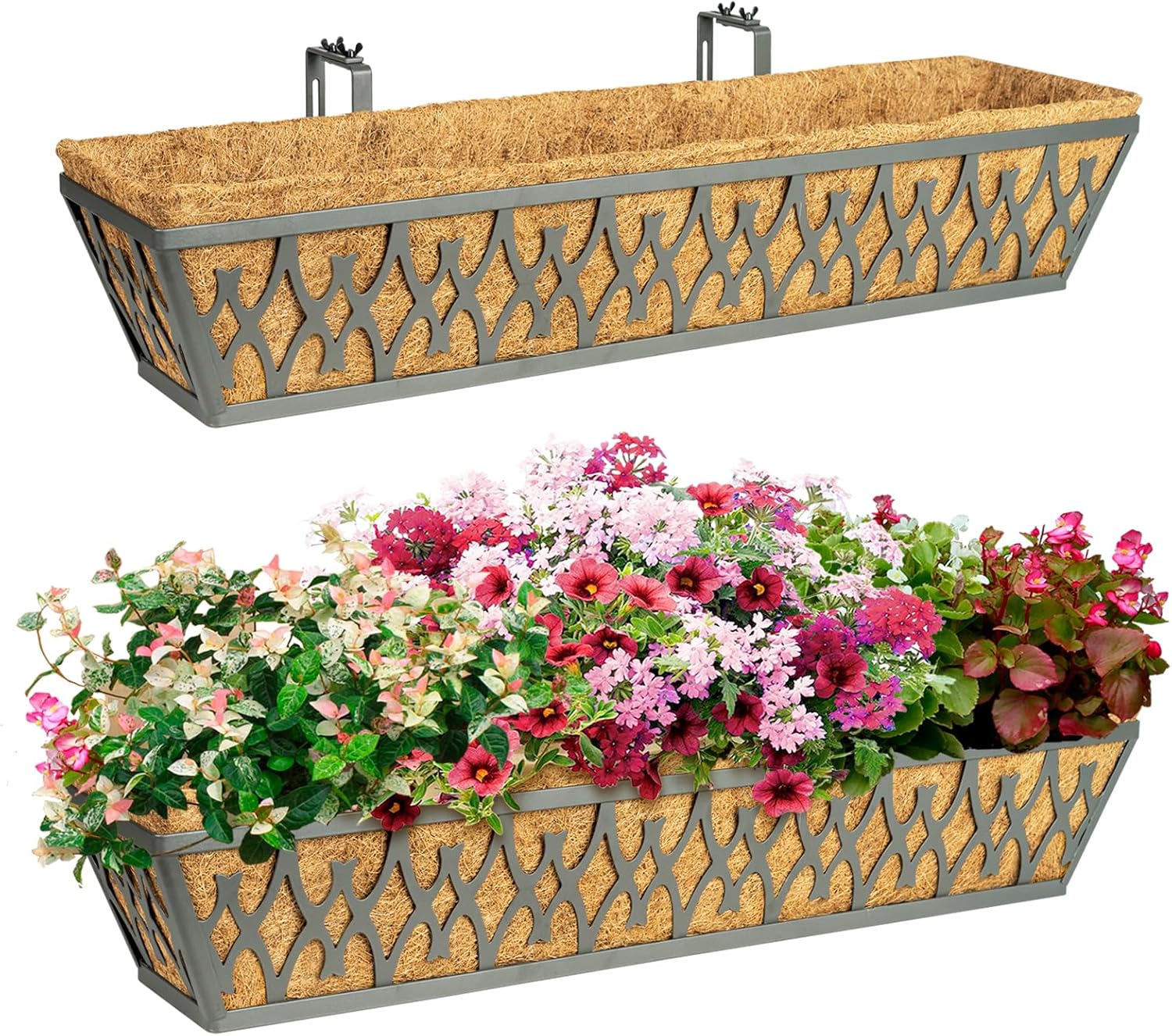 Rugg 30 Inch Window Box 2 Pack 30 Inch Window Boxes Planters Railing Planter Box with ...
