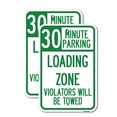 thumbnail image 1 of (2 Pack) 30 Minute Parking Loading Zone Violators Will Be Towed | 18" X 24" Heavy-Gauge Aluminum Sign | Rust Free Aluminum, Weather Resistant, Waterproof, Fade Resistant, 2 Pre-drilled Holes, 1 of 4