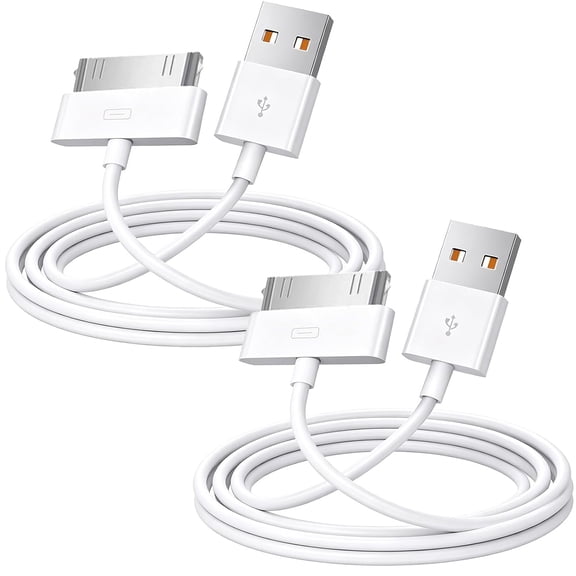 2 Pack 30 Pin Cable for iPod Touch,1M/3.3Ft Fast Charger USB Data Sync Data Cord for iPhone 4/4S,3G/3GS,iPad 3/2/1,iPod Classic/Touch/Nano (White)