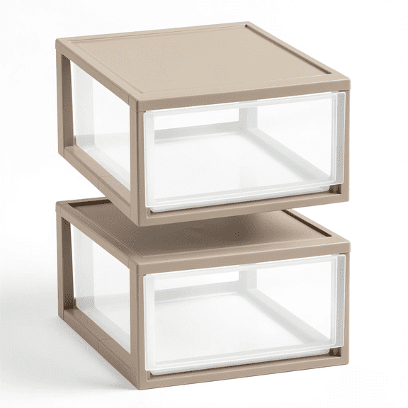 2-Pack 30 Qt Large Plastic Storage Drawers, Stackable Modular Under Bed Storage Bins