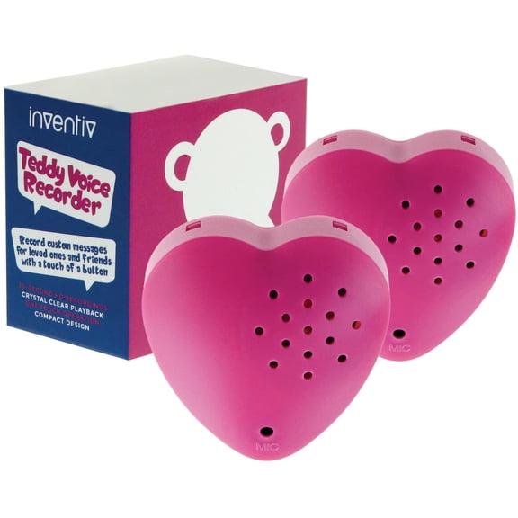 2 Pack, 30 Second Voice Sound Recorder Module for Plush Toy, Stuffed Teddy Bear Animal Recordable Heart, Record Custom Messaes (Pink)