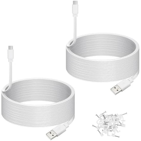 2-Pack 30 ft  for  Duo Cam Pan Outdoor Camera, USB C Extension Cord