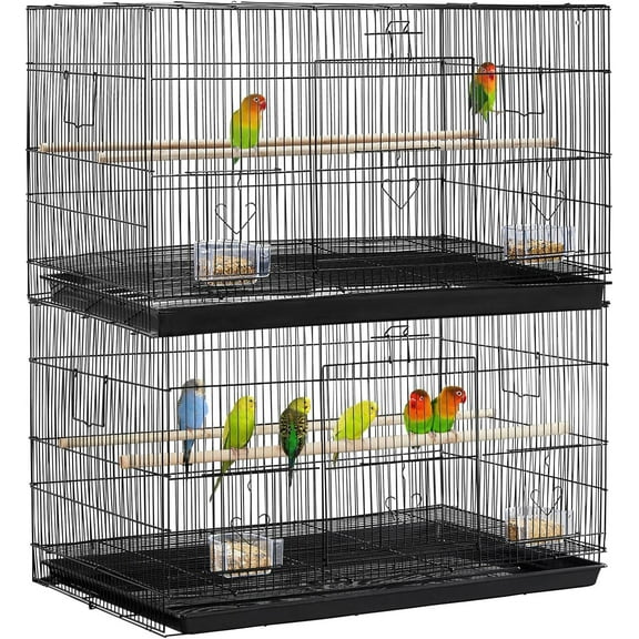2 Pack of 30-inch Flight Bird Parrot Home Cages for Parakeets Cockatiels Conures Finches Budgies Lovebirds Canaries Small Size Birds Parrots Birdcage With Feeder Bowls Wooden Perches