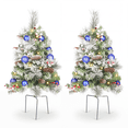 thumbnail image 1 of 2 Pack 30 inch Prelit Outdoor Pathway Christmas Tree with LED Lights, Battery Operated Snow Flocked Christmas Tree with Pine Needles Cones Balls & Berries, Frosted Urn Filler for Porch Yard Decor, 1 of 10