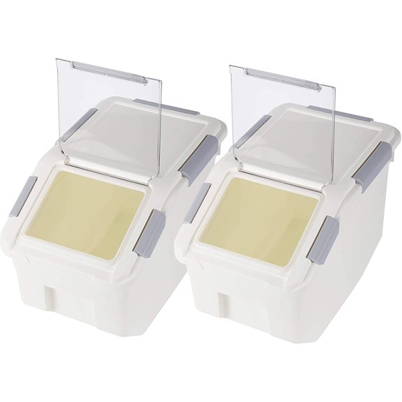 2-Pack 30 lbs Airtight Rice Storage Container with Wheels, 15L Food Bin for Flour and Pet Food