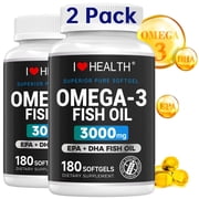 2 Pack Omega-3 Fish Oil Dietary Supplement, 3000mg,360 Softgels