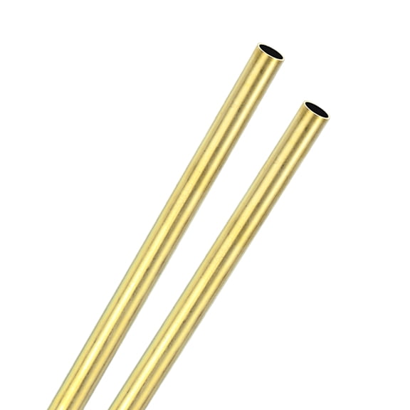 2-Pack 300mm Brass Round Tube, 9mm OD 0.5mm Wall Thickness Seamless Stainless Steel Tubing, Metal Straight Pipe[0.35x0.02x12IN]