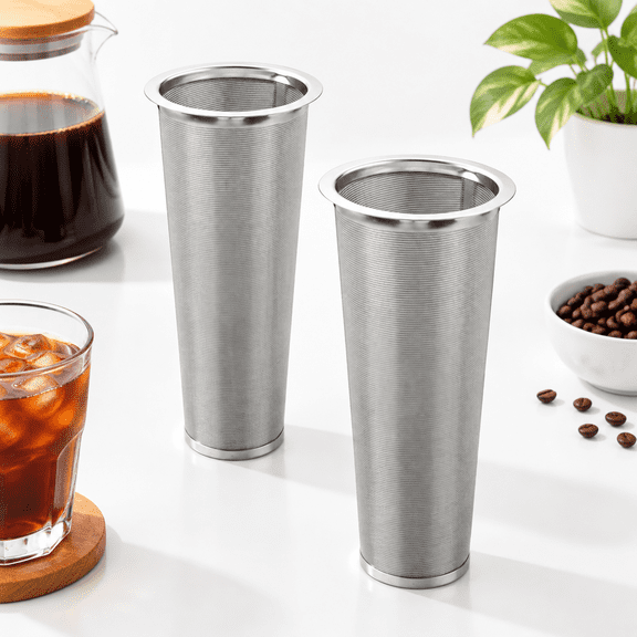 2 Pack 304 Stainless Steel Cold Brew Coffee Filter Strainer for 1-2 Quart Mason Jars