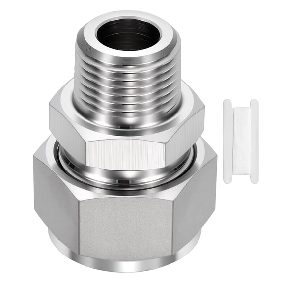 2 Pack 304 Stainless Steel Compression Tube Pipe Fitting, 5/16" OD Compression x 1/4" NPT Male Union Connector, Straight Coupling Adapter Pipe Fitting for Air, Water, Oil