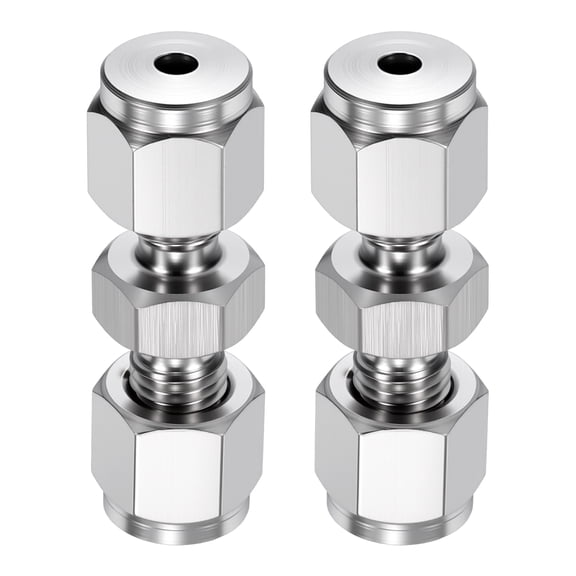 2 Pack 304 Stainless Steel Compression Tube Pipe Fitting, 5/16"x5/16 Compression Union Connector, Straight Coupling Adapter Pipe Fitting for Air, Water, Oil