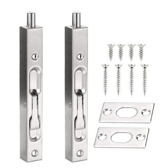 2 Pack 304 Stainless Steel Flush Bolt Door Lock - Concealed Security Latch for Wooden & Metal Doors,Silver,6 Inch,Easy Installation