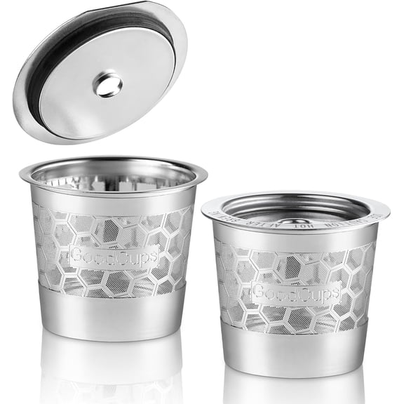 2-Pack 304 Stainless Steel Reusable K-Cup Pods Coffee Filters for K-Express, K-Elite, K-Duo, K-Mini, Mini Plus, Mate, K-Classic, K-Select, K-Cafe & K-Iced Brewers