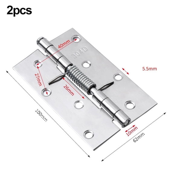 2 Pack 304 Stainless Steel Self Closing Spring Hinge for Cabinet Doors,Internal Door Hardware,DIY Installation,Silver,2/3/4 Inch Sizes