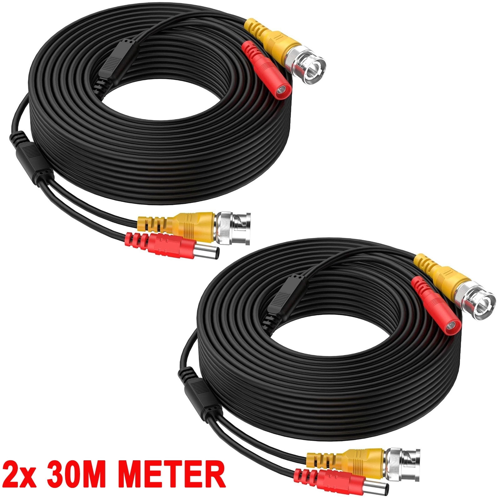 2 Pack 30M/100Ft Security Camera Extension Cable BNC Video Power Cable ...