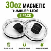 2 Pack 30oz Magnetic Tumbler Lid, Fits Yeti Rambler or Old Style RTIC Coffee Tumbler - Replacement for Spillproof Ozark Trail Lids, Magnetic Slider Switch Spill Proof Tumbler Cover, BPA Free