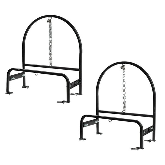 2 Pack 31-1/8" x 14-3/4" x 34-7/8" Semi-Truck Spare Tire Carrier Mount - Heavy-duty Adjustable Universal Rim Holder w/ Chain, Lock, and Tensioner, Black Powder Coated Spare Tire Rack