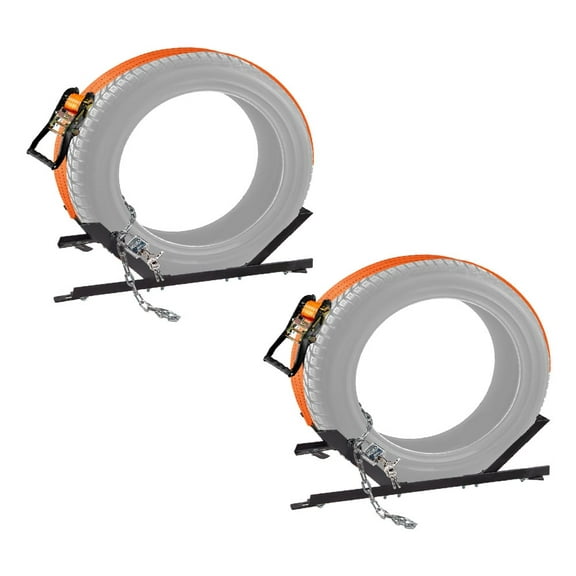 2 Pack 31"x12"x4" Semi-Truck Spare Tire Carrier - Heavy-Duty Adjustable Universal Tire Holder w/Chain, Straps & Lock Compatible with Class 8 Freightliner Cascadia, W990 T880- 32"x13"x4"